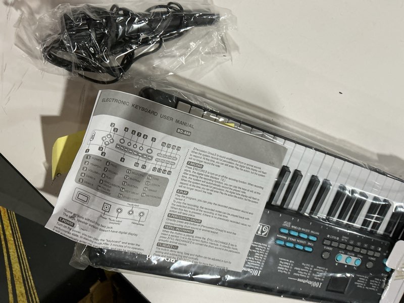 Condition photo showing As Is for 61 keys keyboard piano, Electronic Digital Piano with Built-In Speaker Microphone, Portable Keyboard Gift Teaching for Beginners, electric piano for kids Black