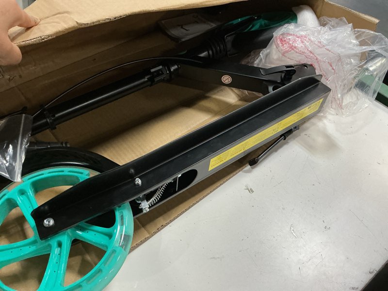 Condition photo showing Good Condition for kick scooter for kids ages 8+ teens & adults, with front handbrake and rear brake, and adjustable handlebars, big sturdy pu flash wheels great gift & toy black