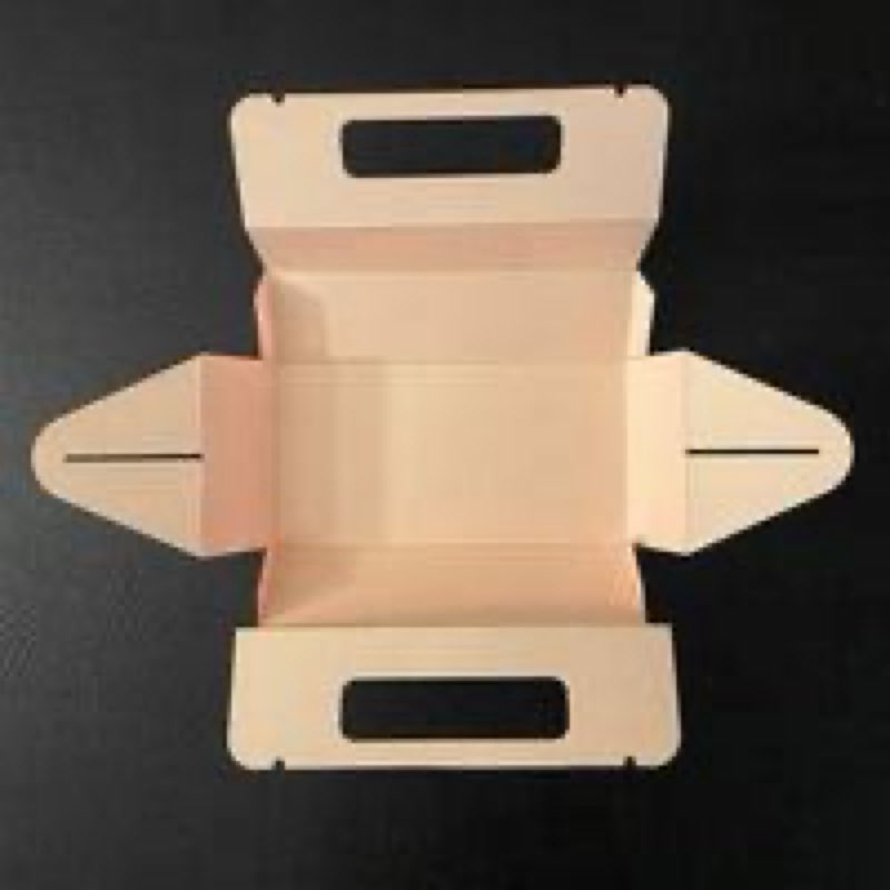 SIMILAR TO NOT EXACT paperboard gable box or beverage carrier designed for assembly into a functional container with built-in handles. 