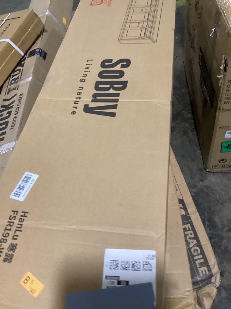 Haotian Shoe Storage Bench, Entryway Hallway Shoe Cabinet, Sliding Barn Doors, Drawer & Padded Seat 