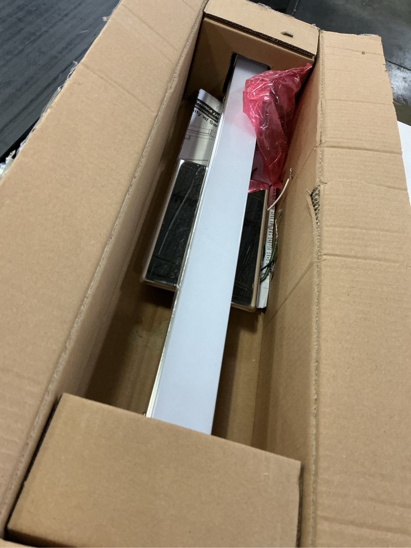 Condition photo showing Good Condition for lithonia lighting 24-inch led vanity light with 3-in-1 switchable white color temperature, contemporary square bathroom vanity wall light fixture for over the mirror, polished chrome 24-inch square chrome