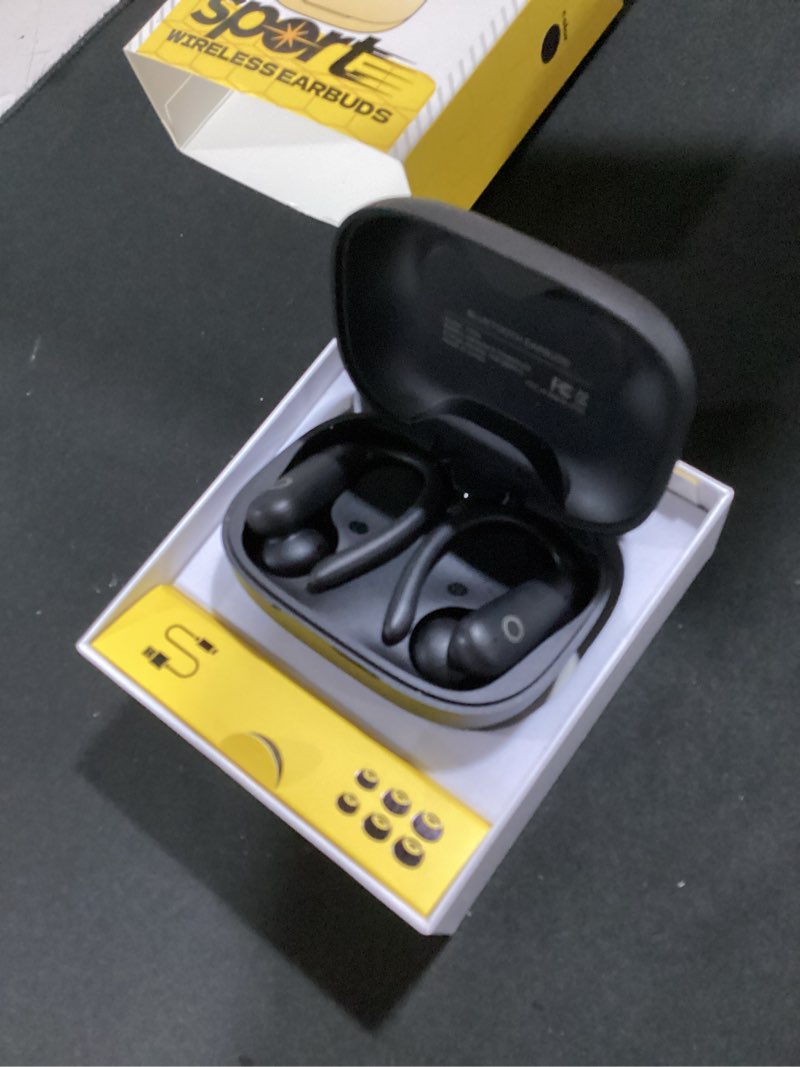 Condition photo showing New/Like New for (product similar) leemc wireless earbuds, bluetooth headphones 6.0, ear buds with touch screen, anc enc noise cancelling, 40h bass stereo sound over-ear earphones for ios, android, sports, workout, black 1-black touchscreen