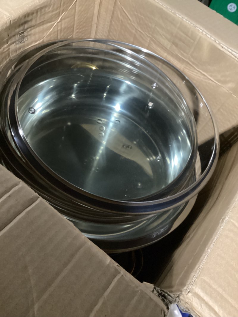 Condition photo showing Good Condition for chafing dishes for buffet set: 100% pre-installed chafers for catering - round chafing dish buffet set with lids | chafers and buffet warmers sets | serving food warmer | chafers servers sets 4 pack