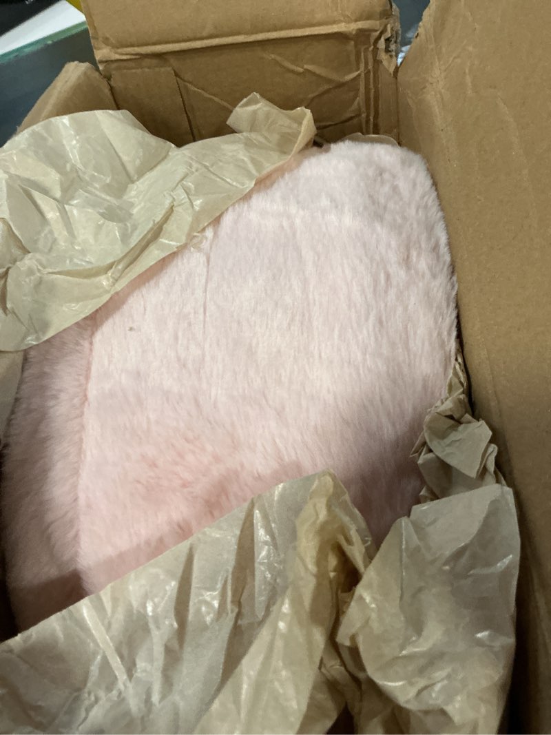 Condition photo showing As Is for Adjustable Vanity Stool with Storage, 360° Swivel Gold Chair, Faux Fur Small Round Ottoman Footrest for Bathroom, Makeup Room, Pink Faux Fur Pink Gold Base