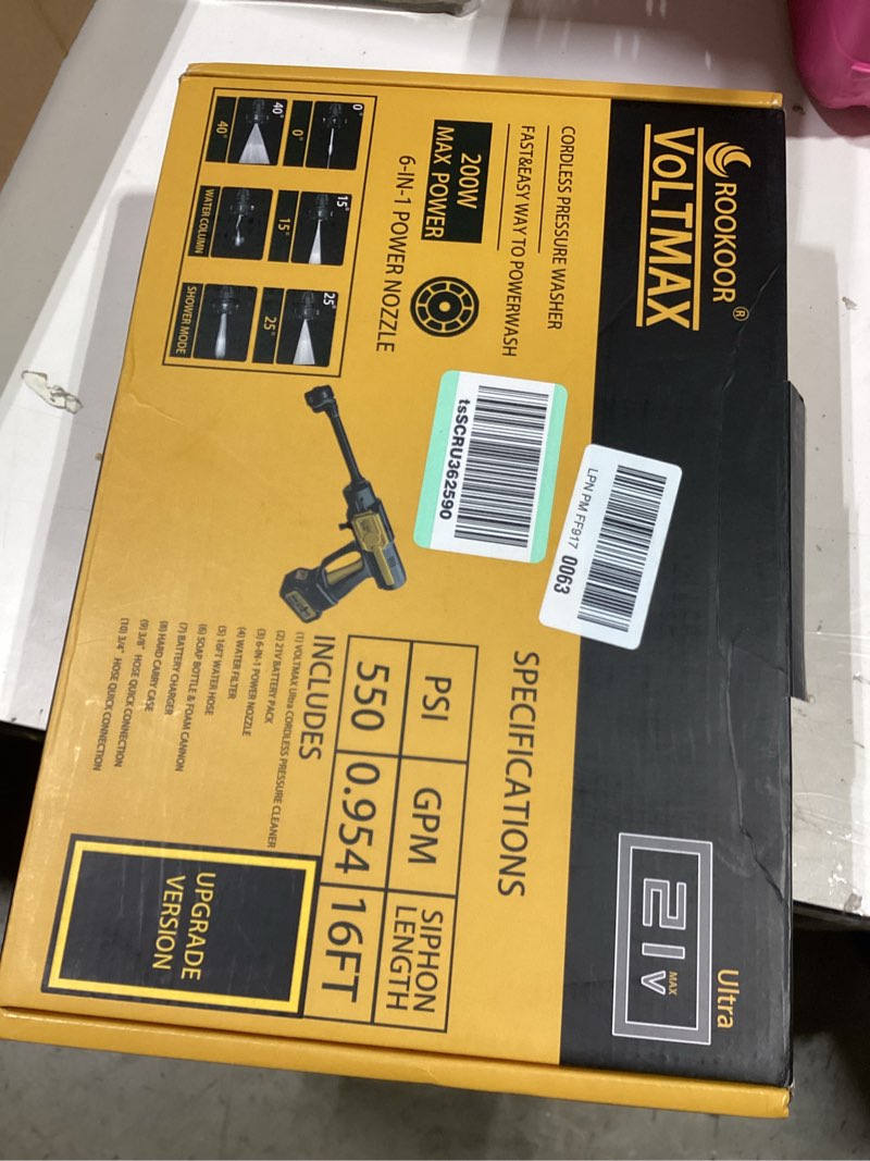 Condition photo showing Good Condition for cordless pressure washer battery powered, 990psi cordless power washer with brushless motor, 5.0ah battery,6-in-1 nozzle, 10 power level; handheld portable pressure washer cordless