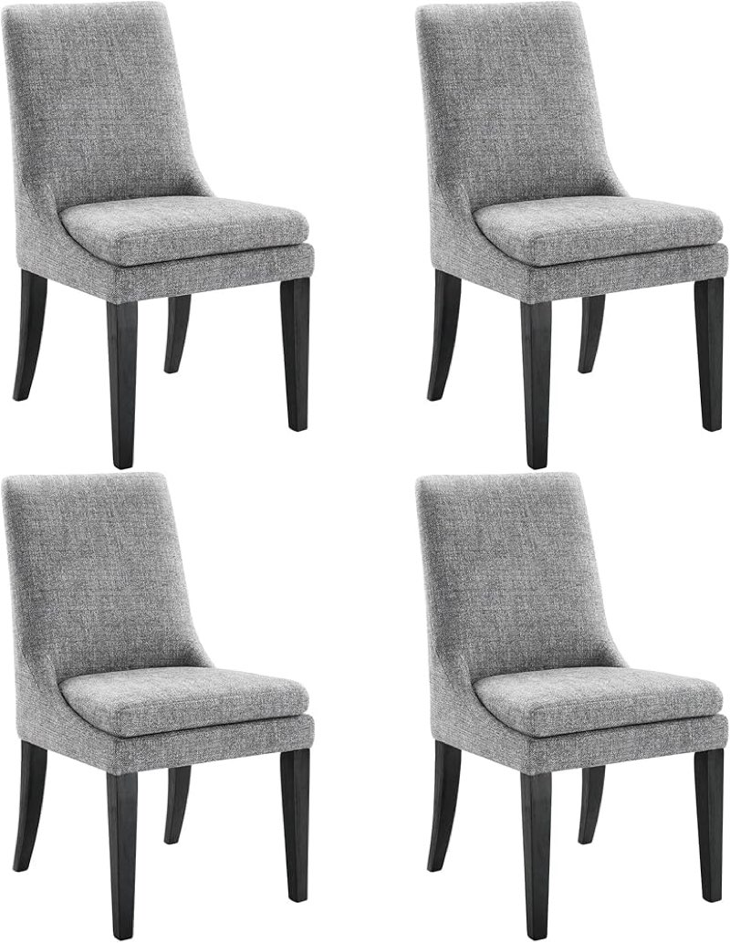 kislot upholstered dining chairs modern sidechair performance fabric high back armlesschair for diningroom kitchen, dark grey, set of 2 