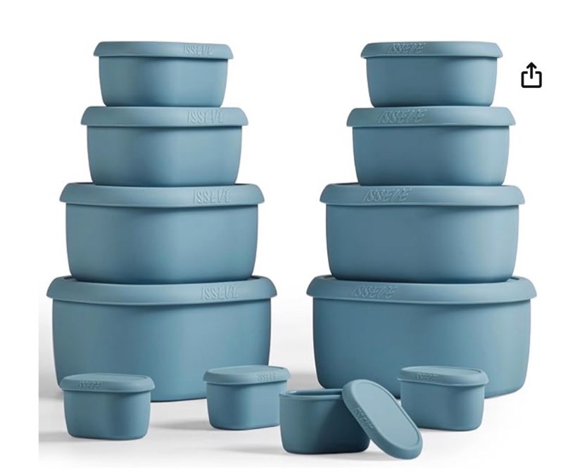 ISSEVE 12Pcs/Set Nesting Silicone Food Storage Containers with Lids, BPA Free Reusable Meal Prep Sil