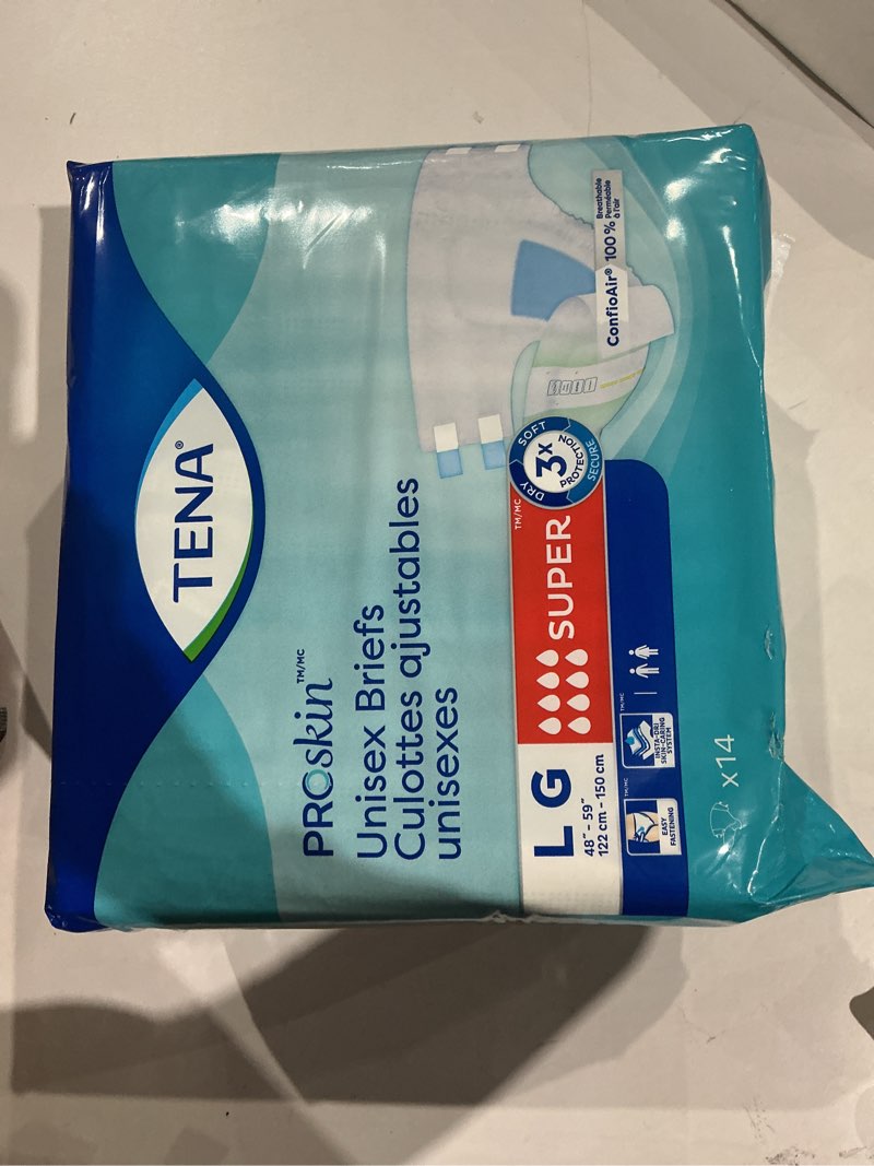 Condition photo showing New/Like New for tena incontinence adult diapers, maximum absorbency, disposable briefs, proskin - large - 56 ct large 56