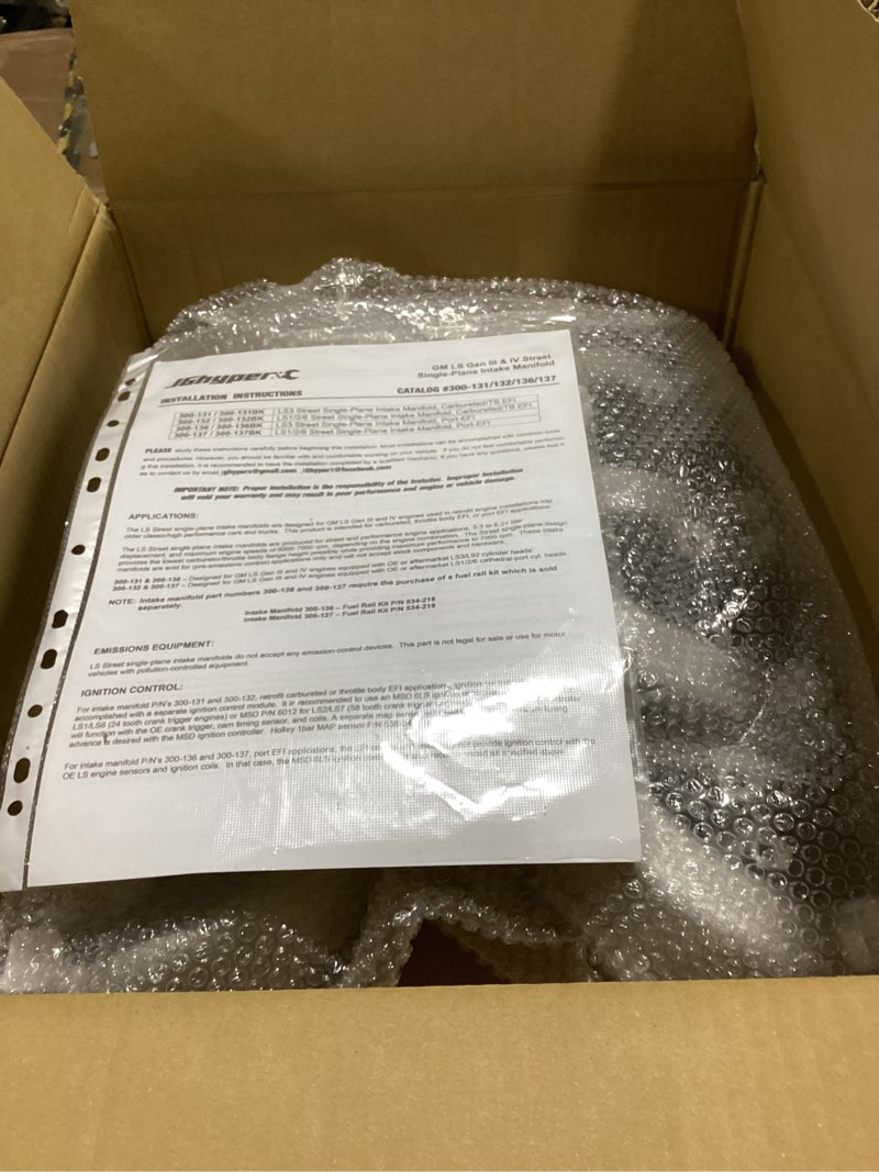 Condition photo showing As Is for 300-132 ls mid-rise carbureted intake manifold aluminum single plane compatible with chevy small block sbc 1997-2007 cathedral port fit for gm ls1/ls2/ls6 v8 4.8l 5.3l 5.7l 6.0l carbureted ls1 ls2 ls6