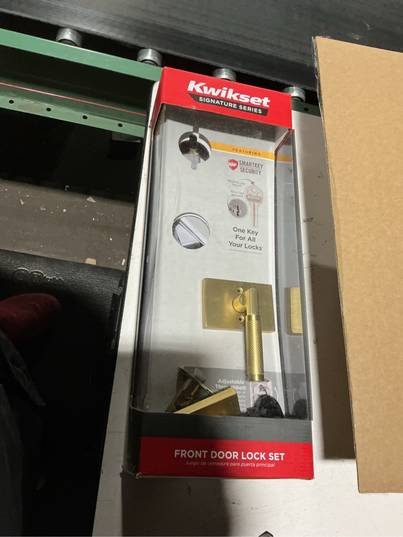 kwikset prava front door lock handle and deadbolt set, entry handleset exterior with interior revers