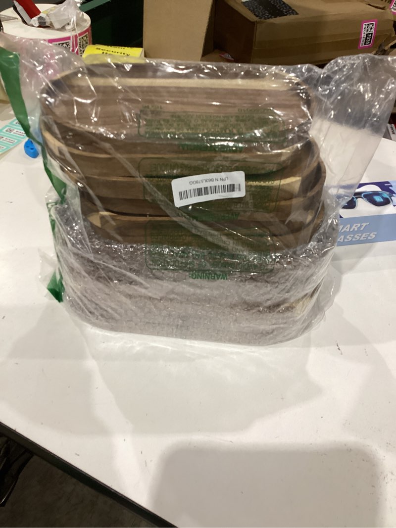 Condition photo showing Good Condition for Geetery 12 Pcs Wood Serving Trays 10 and 12 Inch Charcuterie Boards Oval Wooden Plates Serving Platter Cheese Dinner Plates Bulk for Dessert Snack Bread Fruit Appetizer Dishes(Acacia Wood)