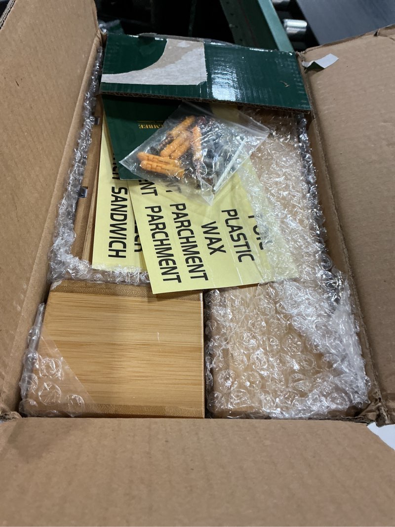 Condition photo showing New/Like New for Calmbee 9 IN 1 Storage Bag Organizer for Kitchen Drawer, Bamboo Foil and Plastic Wrap with Cutter, Organizers Compatible Gallon, Quart, Sandwich Snack Size Natural