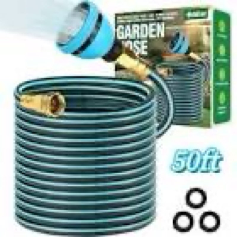 Garden Hose, Non-Expandable Water Hose 100ft, Flexible, Kink & Leak Proof Water Pipe with 10-Functio