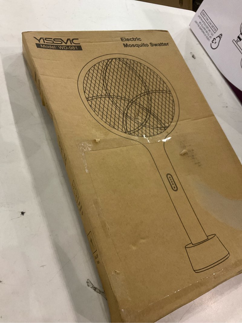 Condition photo showing New/Like New for YISSVIC Electric Fly Swatter 4000V Bug Zapper Racket Dual Modes Mosquito Killer with Purple Mosquito Light Rechargeable for Indoor Home Office Backyard Patio Camping (Black-1 Pack)