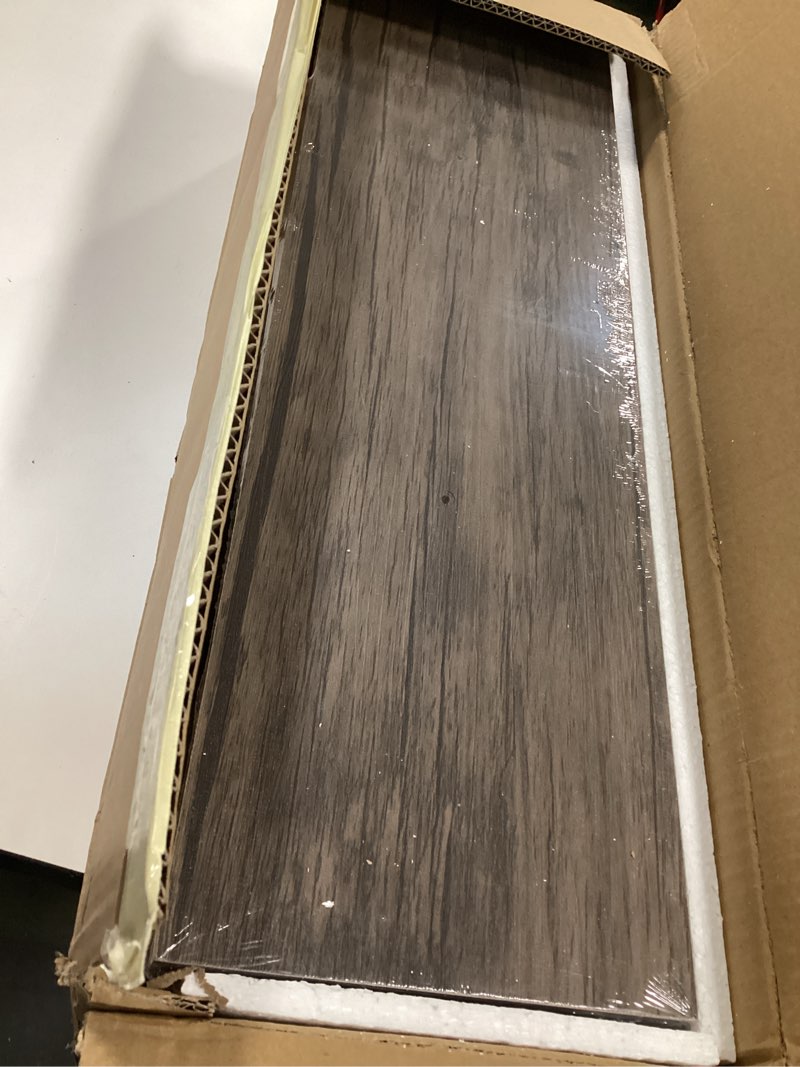 Condition photo showing New/Like New for Floating Shelves for Wall, Bathroom Shelves Over Toilet, Wall Shelves & Book Shelf for Room, Hanging Shelf, Modern Wooden Mounted Floating Shelves, 24x7x1.5 in (Smoke Gray, Set of 3) Smoke Gray 24"(set of 3)