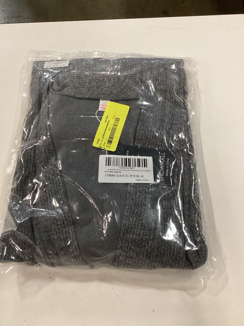 Condition photo showing New/Like New for showmall women s plus open front fall cardigan v neck sweater long sleeve causal button down soft 1x gray outwear tops