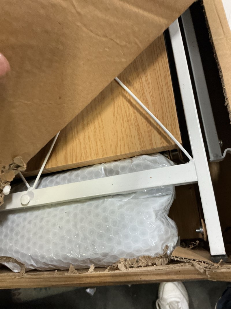 Condition photo showing Good Condition for 3 Tier Folding Shelf with Wheels, Metal Steel Collapsible Shelves, Folding Bookshelf no Assembly, Portable Folding Storage Shelves, Rolling Standing Utility Rack for Kitchen, Office, Bedroom, Natural Natural 3 Tiers