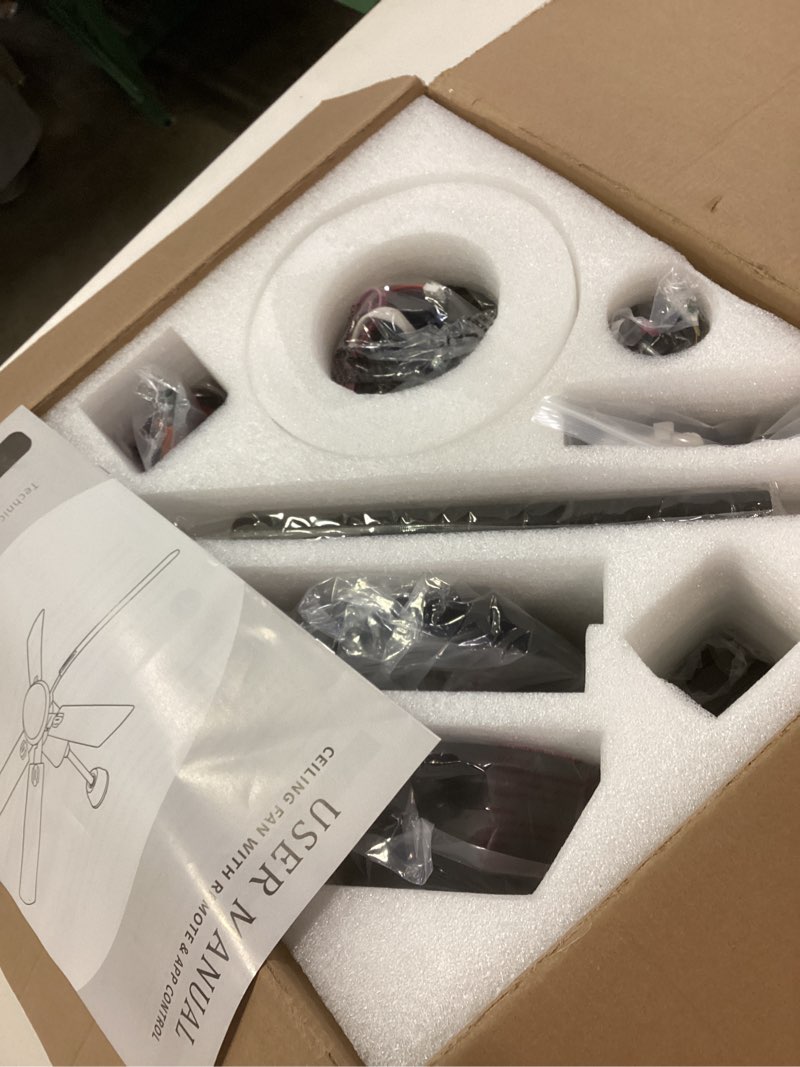 Condition photo showing Good Condition for beclog ceiling fans with remote 42 inch black ceiling fan no light 6 speeds reversible timing noiseless modern ceiling fan without lights for bedroom kitchen indoor outdoor (black) 42in black