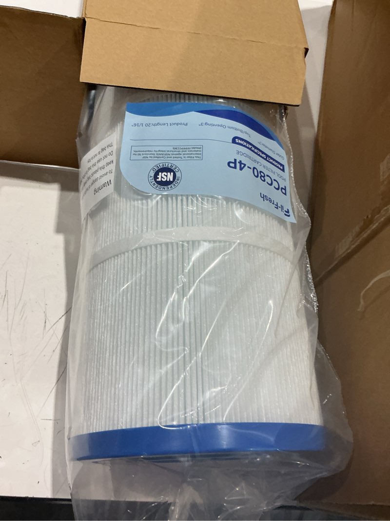 Condition photo showing Good Condition for fil-fresh ccp320 pool filters cartridge compatible with pentair clean & clear plus 320, replaces pleatco pcc80-pak4, pentair r173573, 178580, 160340, 4×80 sq. ft, 4-pack