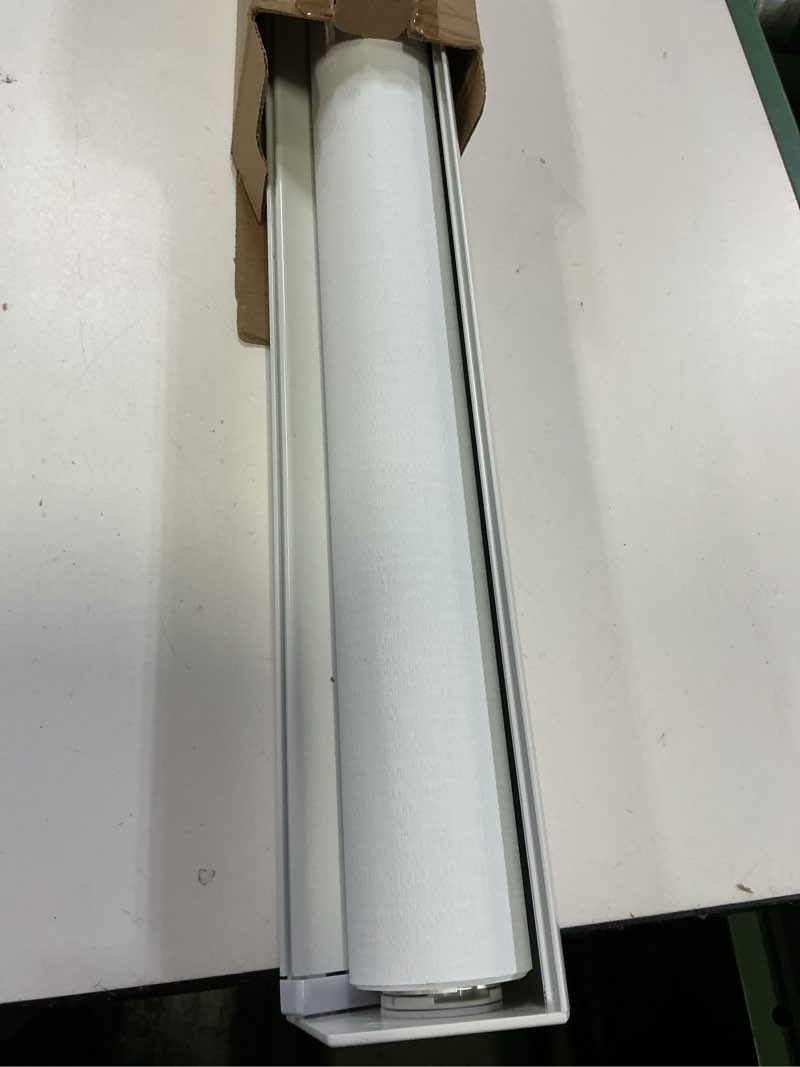 Condition photo showing As Is for ChrisDowa Cordless Blackout Roller Shades for Windows, Striped Free-Stop Window Blinds with Privacy, Thermal Insulated Window Shades for Home, Office and Door. White, 29" W x 72" H 29"W x 72"H White