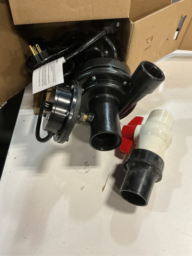 Condition photo showing Good Condition for Automatic Utility Sink Pump Installed Directly Under Sink Gravity-free Drainage Heavy-Duty Thermoplastic 115V Includes Drain Screen Check Valve & Ball Valve