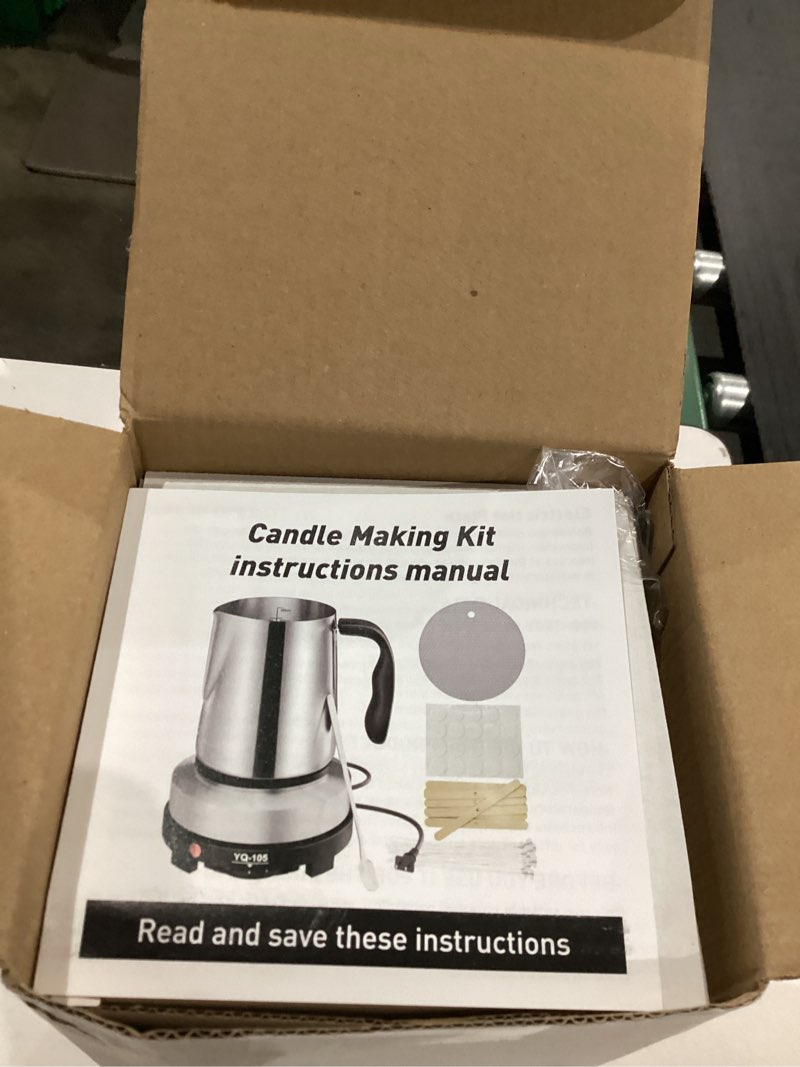 Condition photo showing Good Condition for CasaCulina 2025 New Candle Making Kit with Hot Plate, Candle Making Supplies with Wax Melting Pot, Stirring Spoon, Anti-Scalding Pad, Candle Wicks, Wooden Wick Holders, Candle Making Pouring Pot Silver-CandleMakingKit
