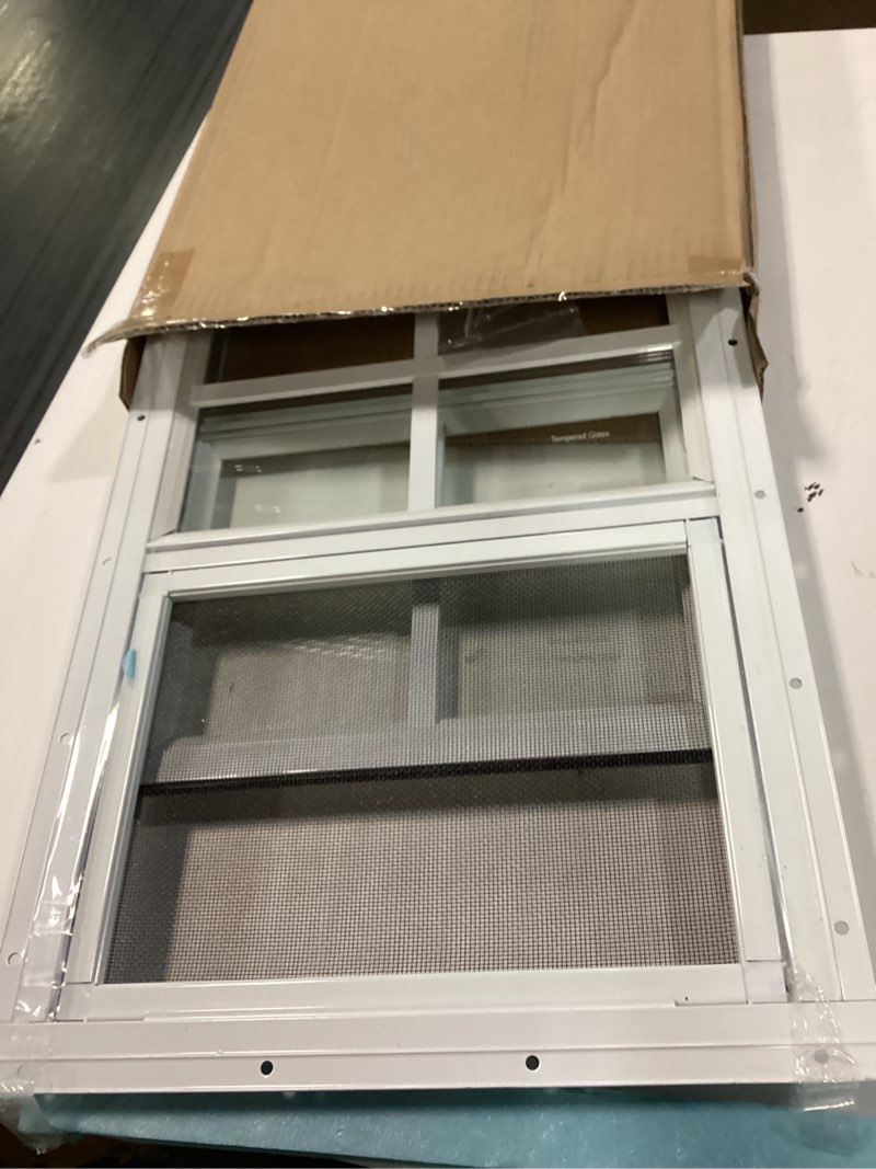 Condition photo showing New/Like New for shed window 1 pack 12"x18" white flush mount small sliding household windows with tempered glass and fiberglass screen for shed,chicken coop, playhouse,barns,garage 1 12x18''