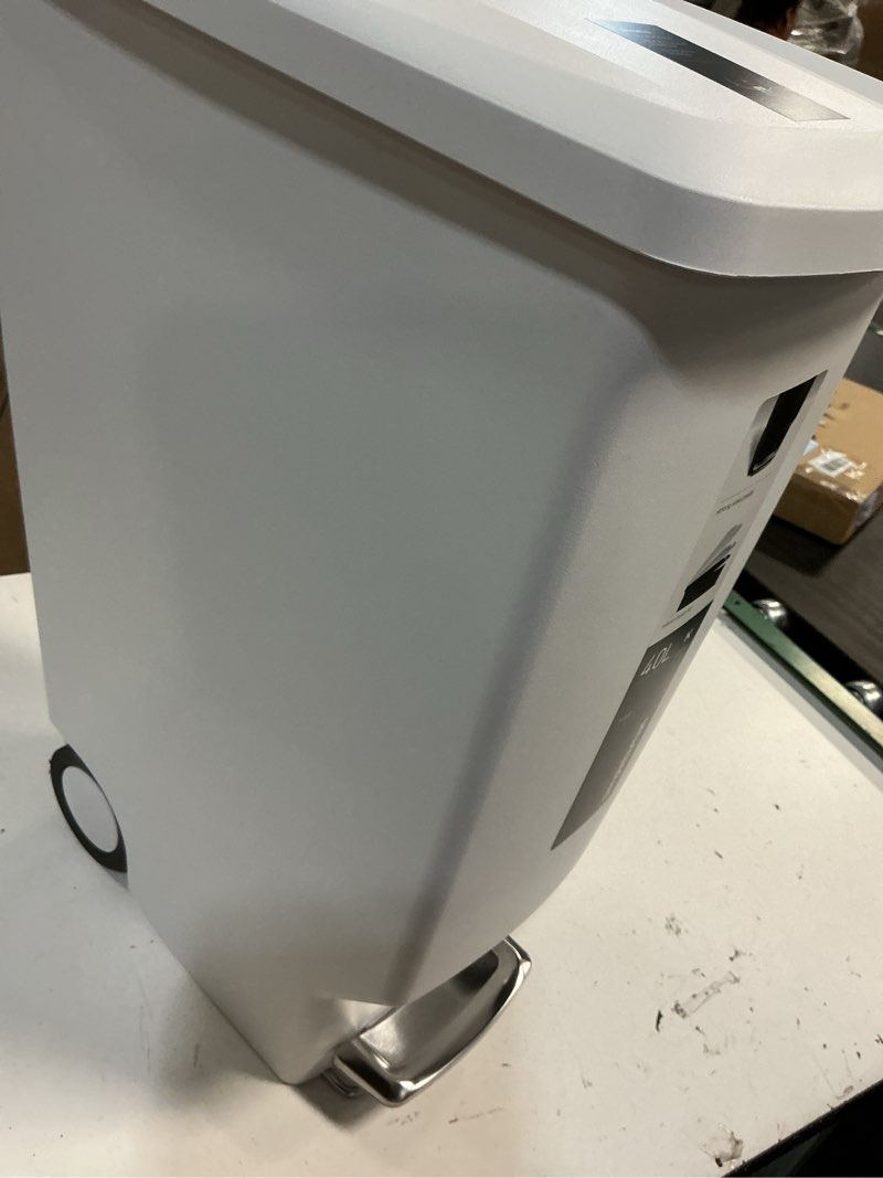 Condition photo showing Good Condition for simplehuman 40 liter / 10.6 gallon slim kitchen step trash can with secure slide lock, white plastic