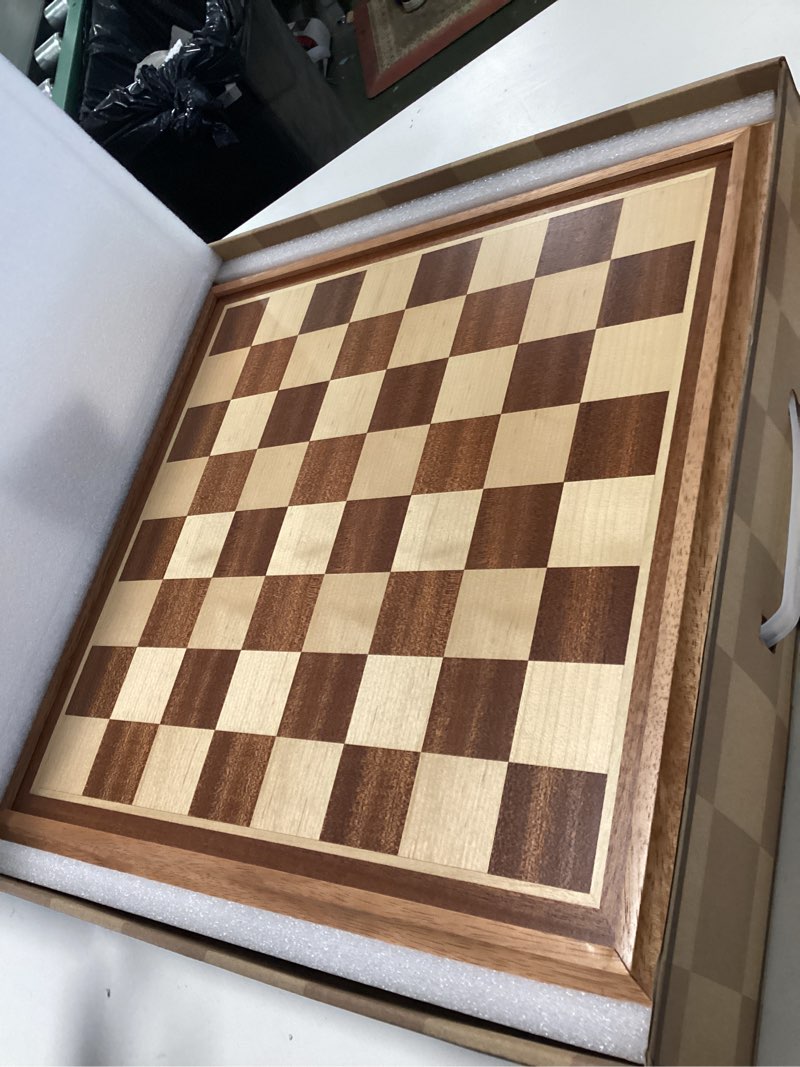 Condition photo showing Good Condition for VAMSLOVE Chess and Checkers Board Game Sets for Adults Wooden Deluxe 15 inch Wood Board Box with Storage, Classic 2 in 1 Large Size with Chess Pieces - 3” King Height - 2 Extra Queens