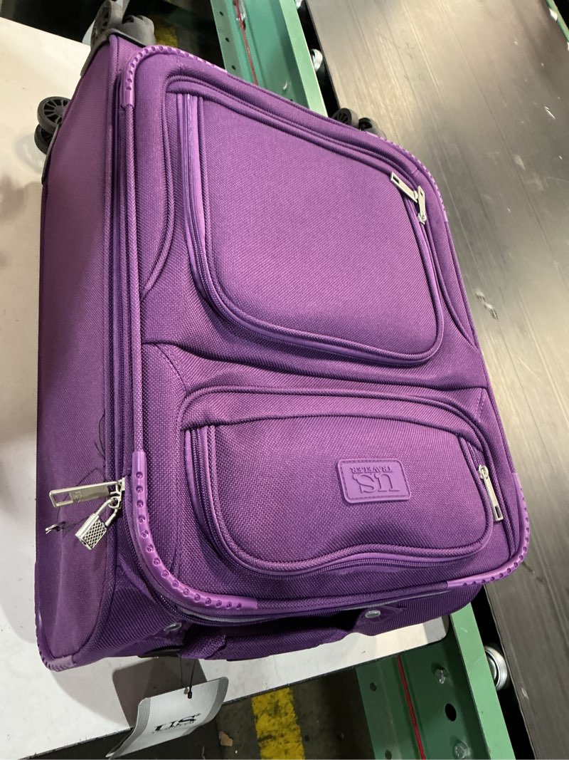 Condition photo showing Good Condition for u.s. traveler rio lightweight softside rolling carry-on suitcase, 4-wheel set, purple purple 4-wheel set (22"/14")