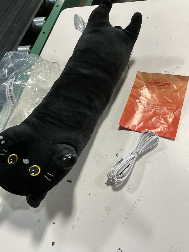 Condition photo showing Good Condition for cat heating pad-usb heated plush stuffed animals for period cramps and menstrual pain relief,22” portable electric kitten heating pads,built-pocket plushies women girls birthday gift,black black cat heating pads