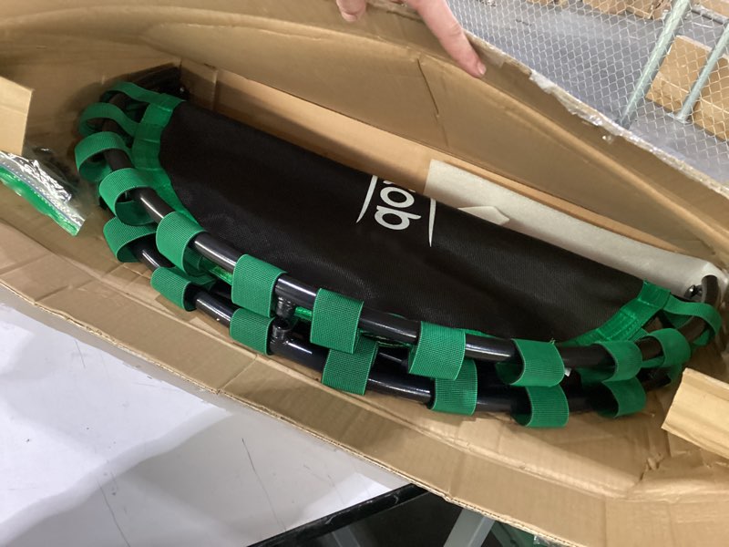 Condition photo showing As Is for AOTOB 40/48" Fitness Trampoline for Adult, Max Load 450 LBS, Foldable Mini Trampoline with Durable Bungees,Small Rebounder Exercise Trampoline with Bar for Workout for Quiet & Safely Cushioned Bounce 40 inch Green