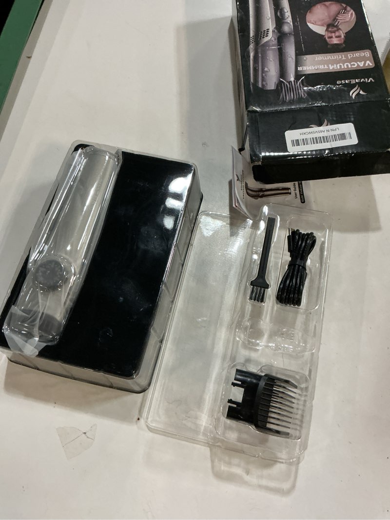 Condition photo showing Good Condition for Vacuum Beard Trimmer for Men, New Version Adjustable Precision Trimming Length with 2 Comb, Electric Cordless Vacuum Trimmer for Beard, Waterproof and Rinses Easy, Blades for Skin fit Rose Silver