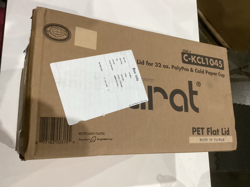 Condition photo showing Good Condition for Karat C-KCL1045 PET Flat Lid, Fits 32 oz 104.5mm Diameter PP/Paper Cold Cup (Pack of 600)