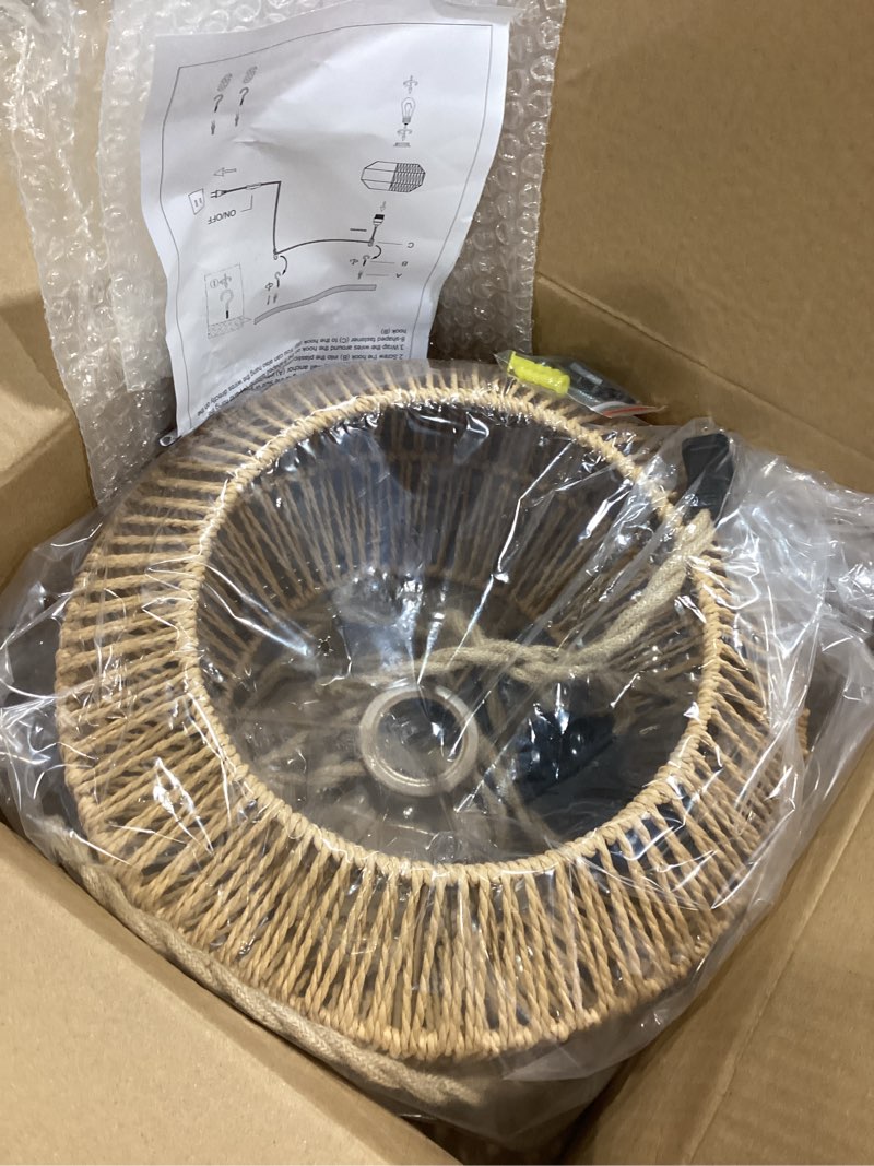 Condition photo showing New/Like New for plug in pendant light rattan hanging lamp pendant light with on/off switch rattan woven shade hanging lamp plug in for living room bedroom farmhouse drum