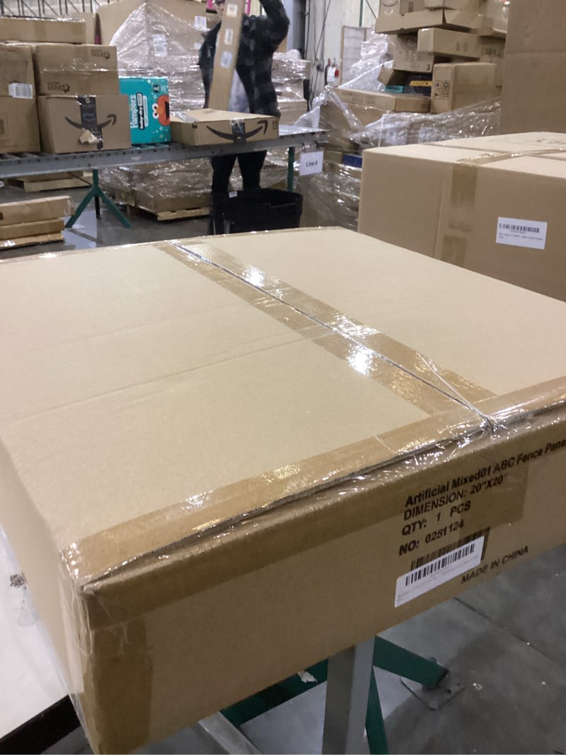 Condition photo showing New/Like New for 3 PCS 20"x20" Artificial 3D Panel Fence Privacy Screen Evergreen Panels Fake Plant Wall Decor for Indoor Outdoor Garden Wedding Décor Mixed ABC 20"x20" 20"x20"-mixed Abc 3