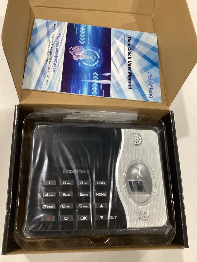 Condition photo showing New/Like New for time clocks for employees small business automatic calculate hours, 0 monthly fees fingerprint time clock, h3 standalone biometric clock in machine for employees with 5 rfid cards (no wifi)