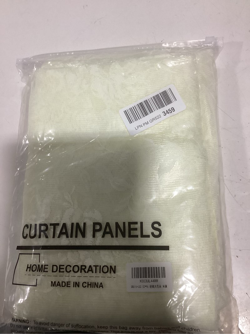 Condition photo showing Good Condition for ivory lace sheer curtains 96 inches long 2 panels victorian floral for living room bedroom rod pocket light filtering cream shabby chic window drapes farmhouse decor, 52x96 52"w x 96"l (pack of 2) ivory