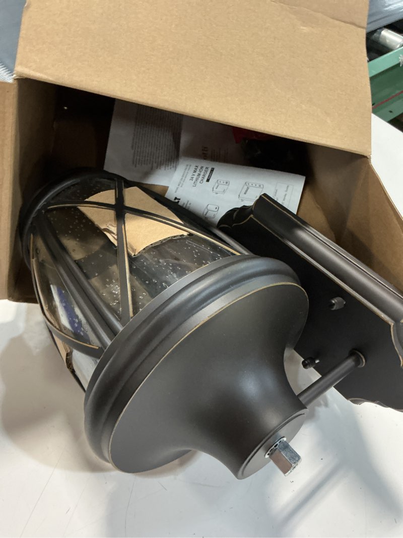 Condition photo showing Good Condition for allen + roth castine 1-light 14.38-in h oil-rubbed bronze led, outdoor wall light