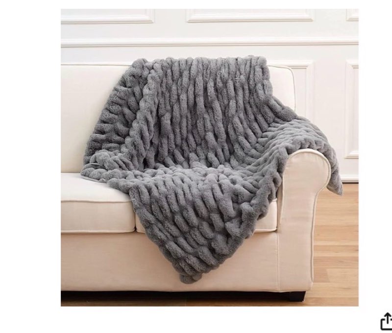 luxurious faux fur throw blanket (50x60in) 127x152cm sofa throw bed blankets soft fluffy warm thick throws for sofa fleece bedspread decorative bed couch plush blanket,gray