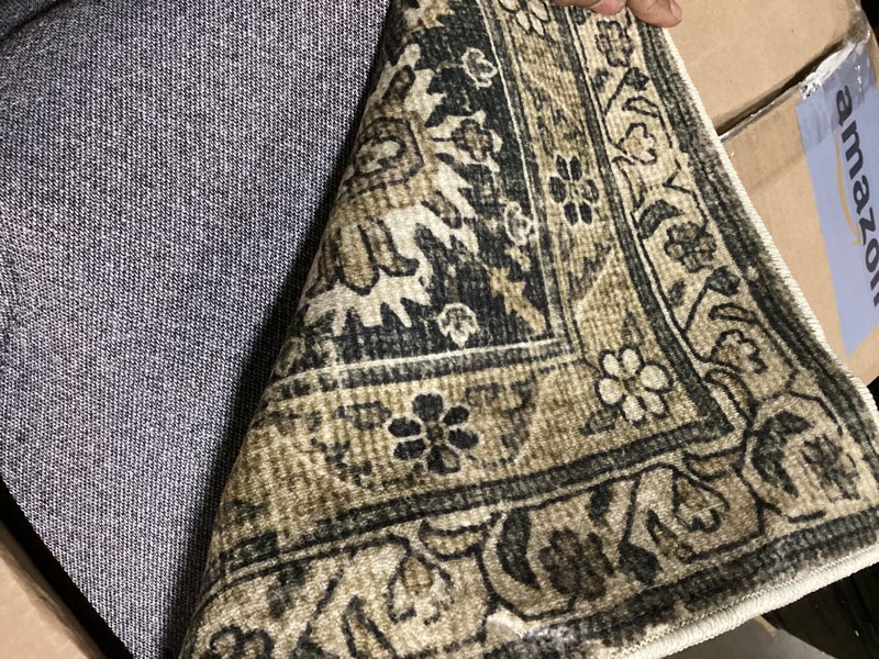 Condition photo showing Good Condition for (similar to)rugsure washable area rugs - perfect for living room, bedroom, kids room, nursery - stain & water resistant non-slip, pet & child friendly, vintage tribal area rugs (green, 5' x 7') green 5' x 7' (rectangular)