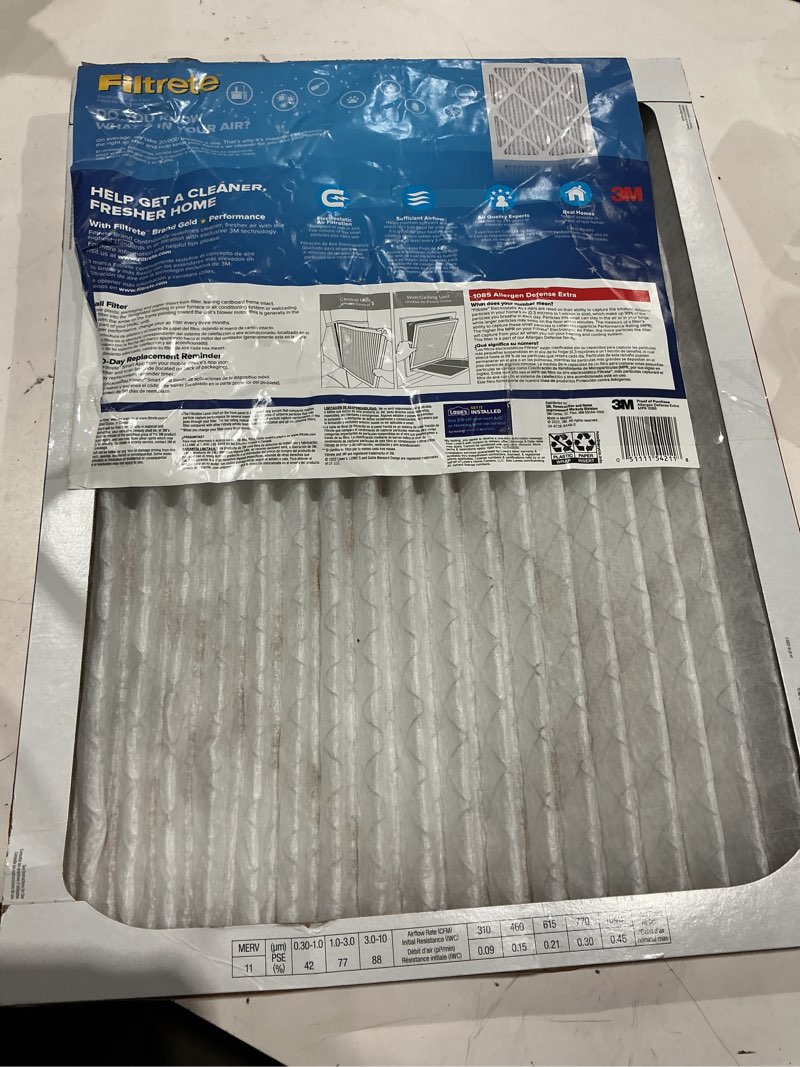 Condition photo showing Good Condition for filtrete 15-in w x 20-in l x 1-in merv 11 1085 mpr allergen defense extra electrostatic pleated air filter (2-pack)