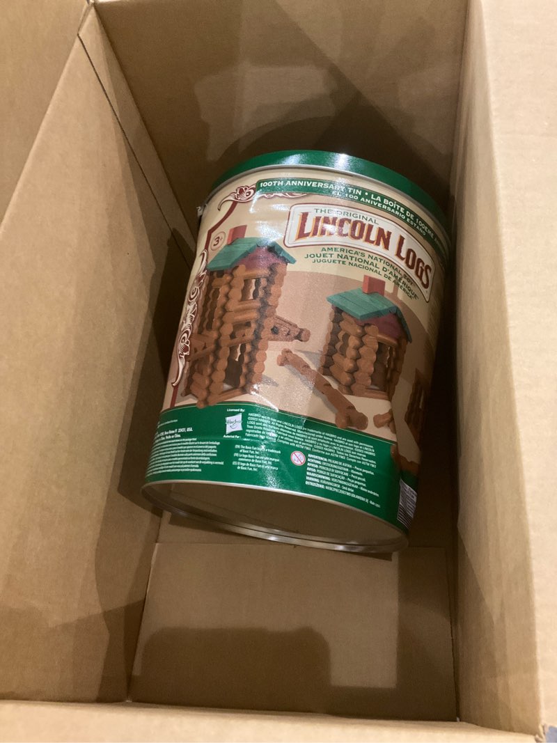 Condition photo showing Good Condition for Lincoln Logs - Logs 100th Anniversary Tin