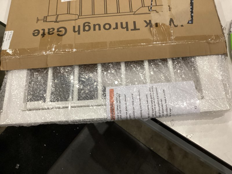 Condition photo showing Good Condition for fairy baby narrow baby gate for stair, 22.8"-25.5" wide pressure mounted pet gate for doorway, easy walk thru child safety gate, white white 22.8"-25.5"