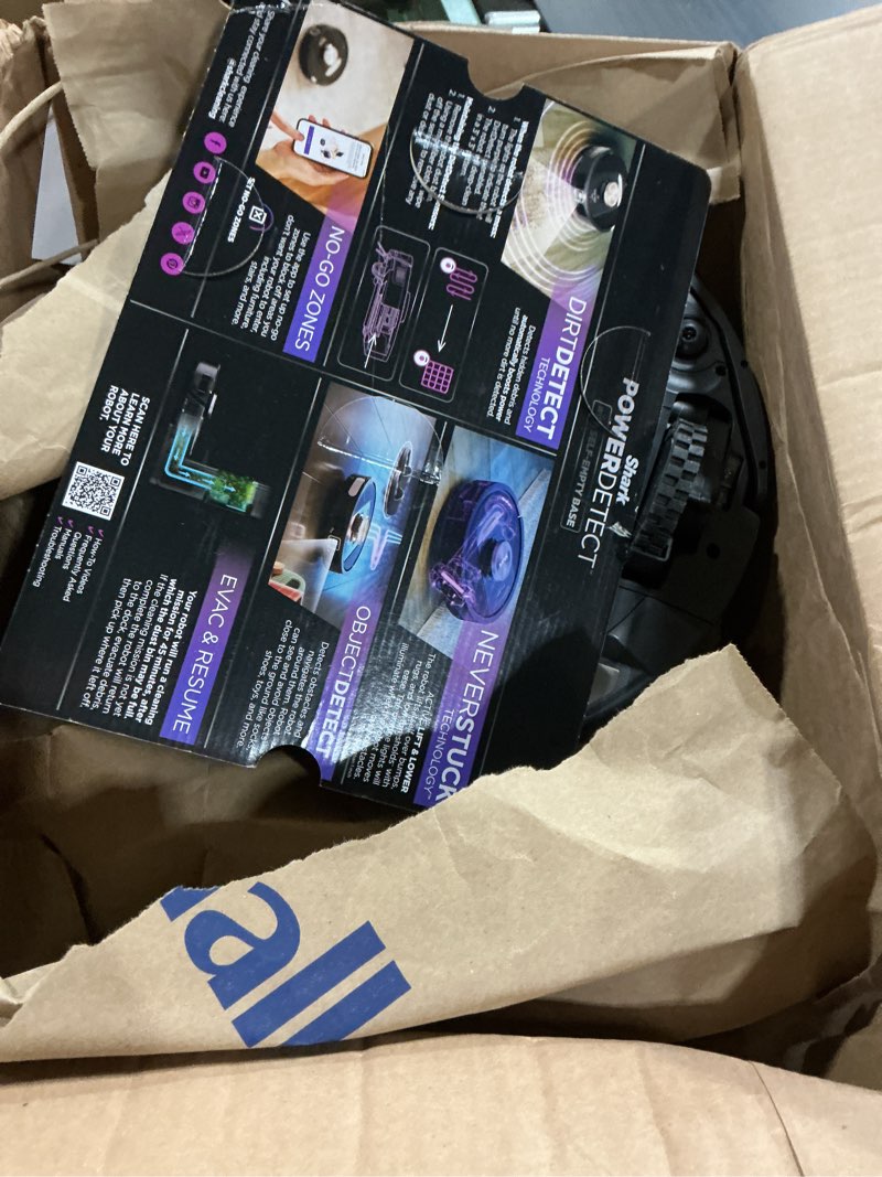 Condition photo showing As Is for Shark PowerDetect Self-Empty Robot Vacuum with NeverStuck Technology, Auto Deep-Clean Carpets & Hardfloors, XL 60 Day Capacity HEPA Bagless Base Neutralizes Odors, for Pet Hair, Black (AV2820AE) PowerDetect (60 Days) (Grey)