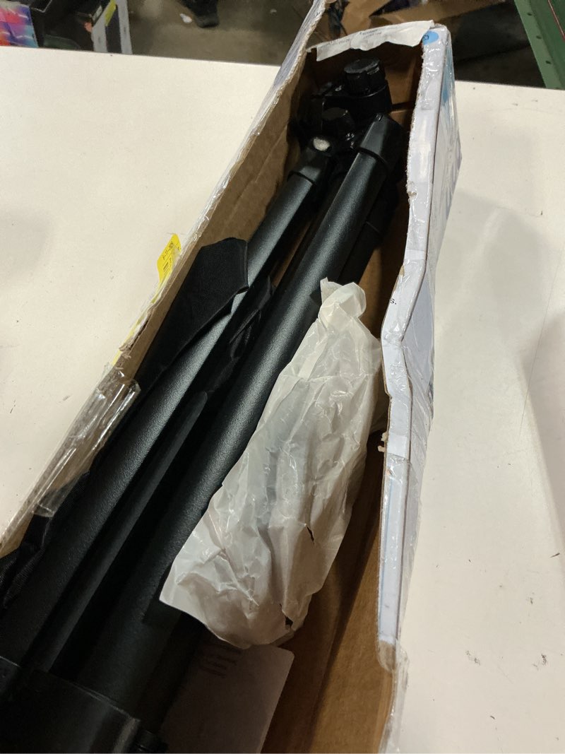 Condition photo showing As Is for onn 52" aluminum compact camera tripod adjustable height, light weight, mounts for slr|camera|smartphone|gopro