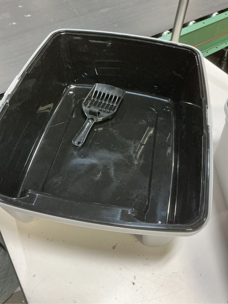 Condition photo showing As Is for Cat Litter Box with Shield and Scoop, Black