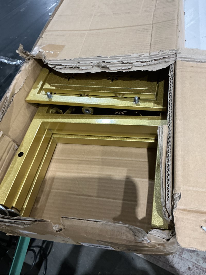Condition photo showing As Is for tieou modern gold clothes racks free-standing, gold clothing rack with shelves for boutiques, heavy duty garment rack for hanging clothes, large wardrobe closet 47.2x11.8x61 in gold