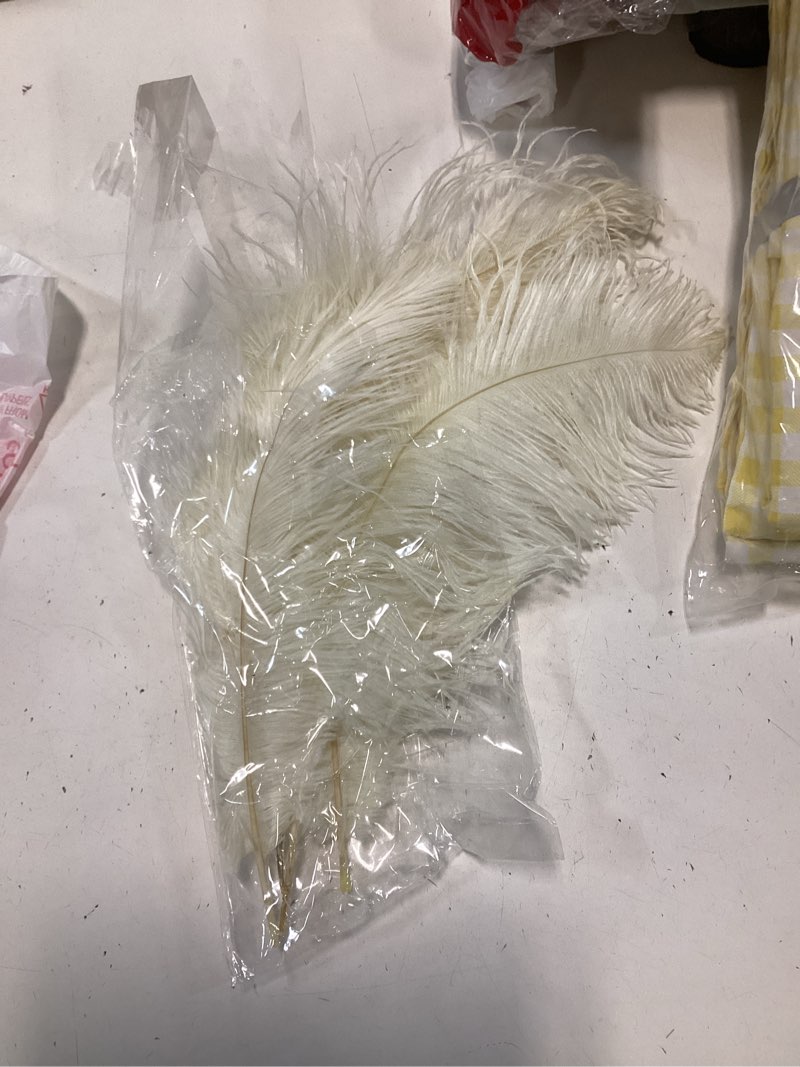 Condition photo showing As Is for ADAMAI 10PCS Natural 7.8-9.8inch Ostrich Feathers Plume for Wedding Centerpieces Home Decoration (Ivory)