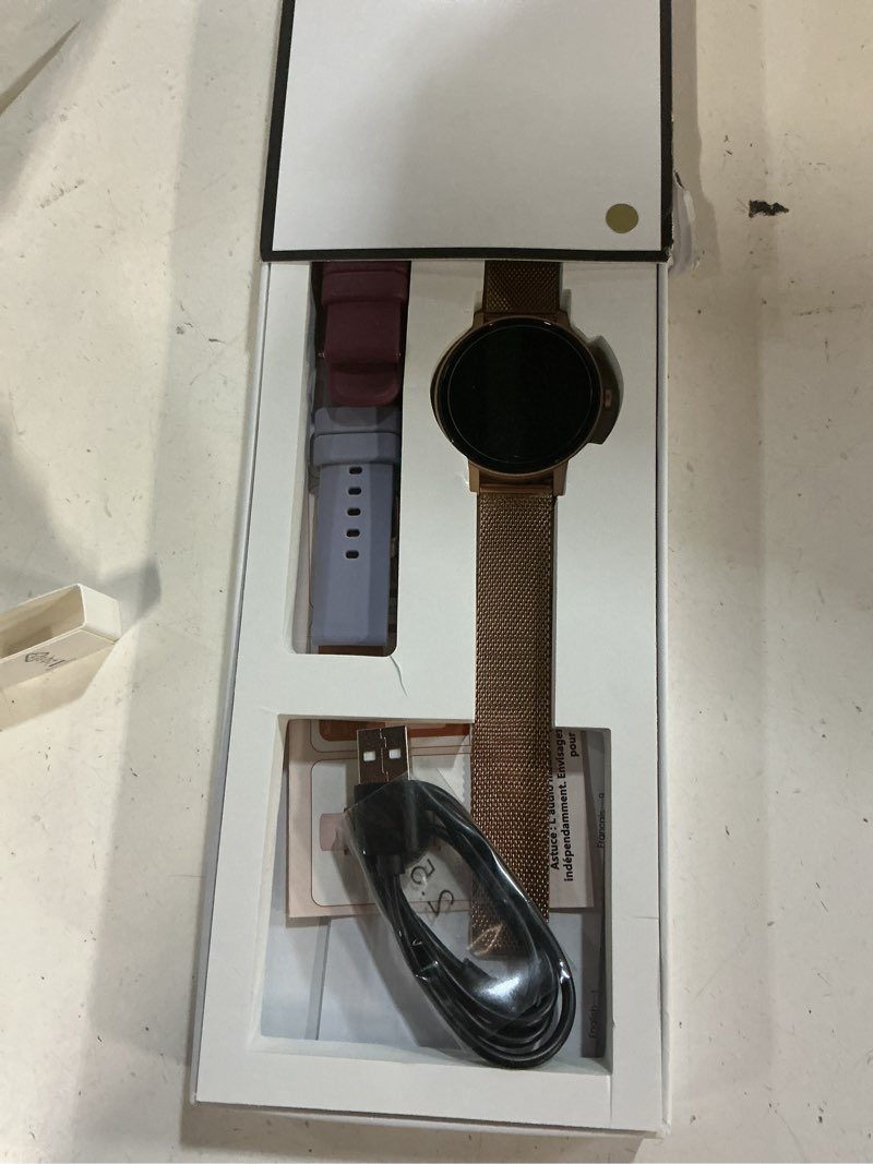 Condition photo showing New/Like New for smart watch for women(answer/make calls), 1.27" hd screen fitness tracker with heart rate/sleep monitor, 130+ sport modes ip68 waterproof activity tracking, smartwatch for android phones iphone rose gold